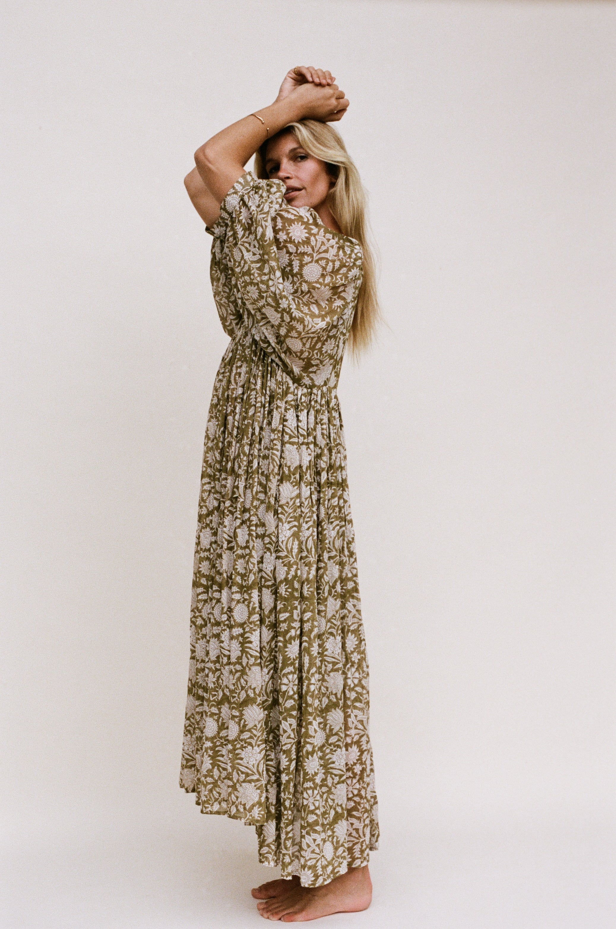 Kyra Maxi Dress ~ Olive – Daughters of India