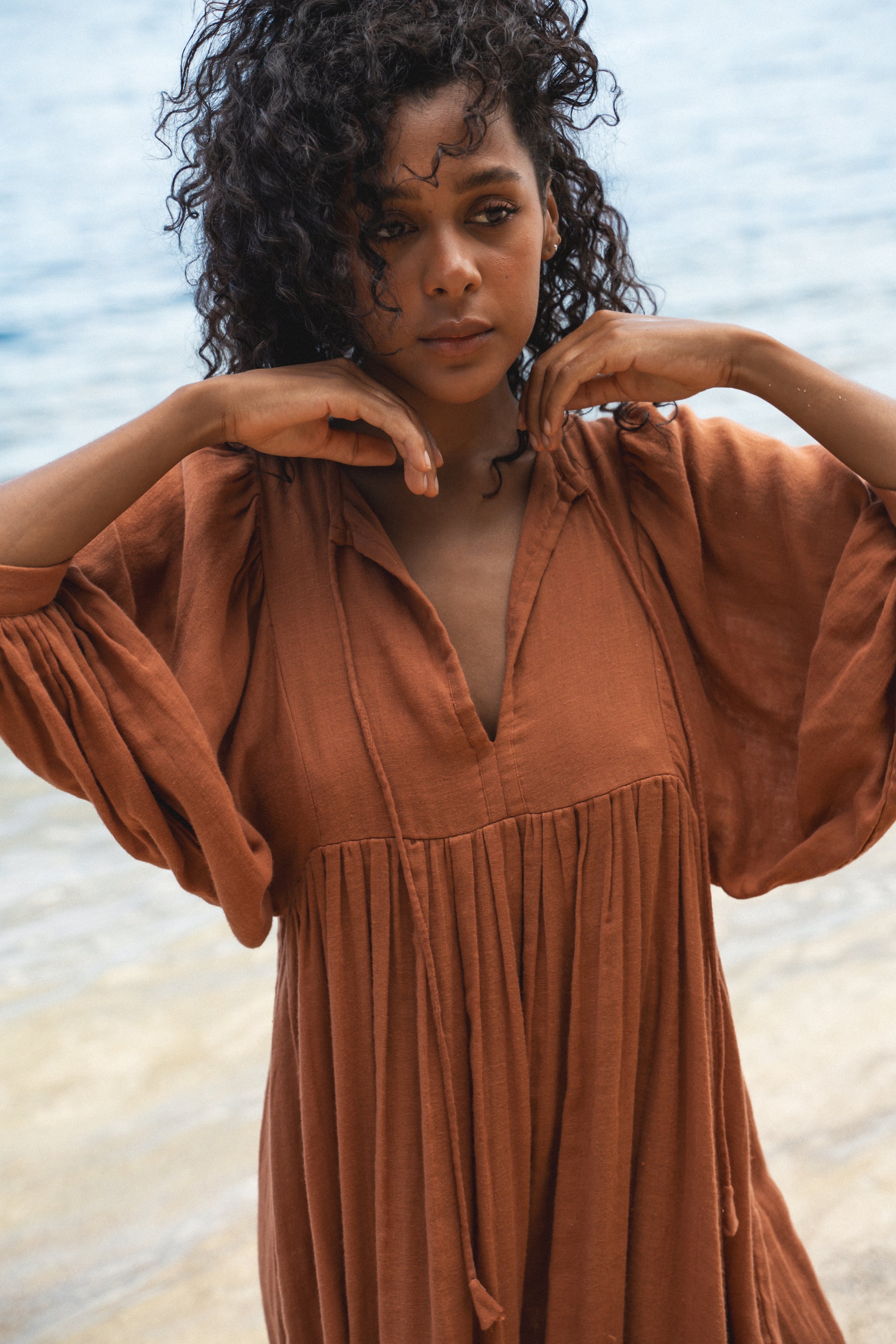 Rust boho clearance dress