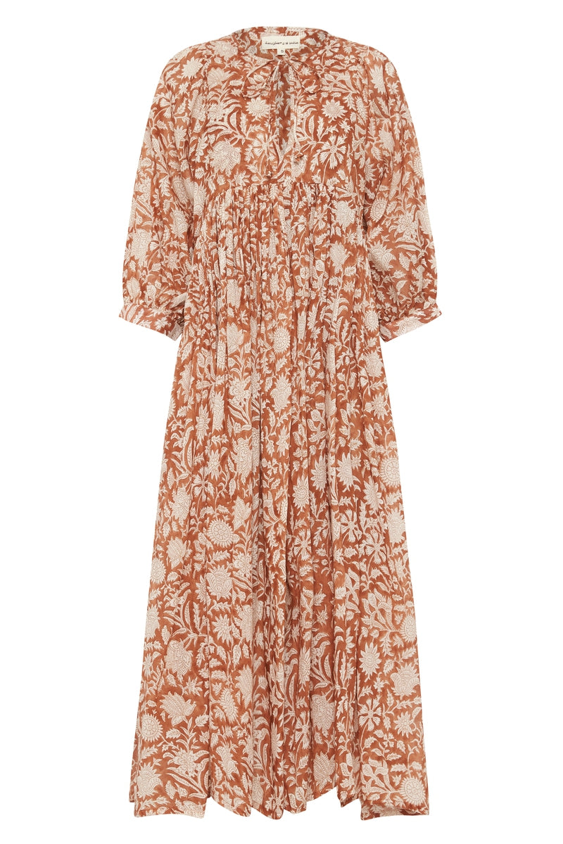 Kyra Midi Dress ~ Caramel – Daughters of India