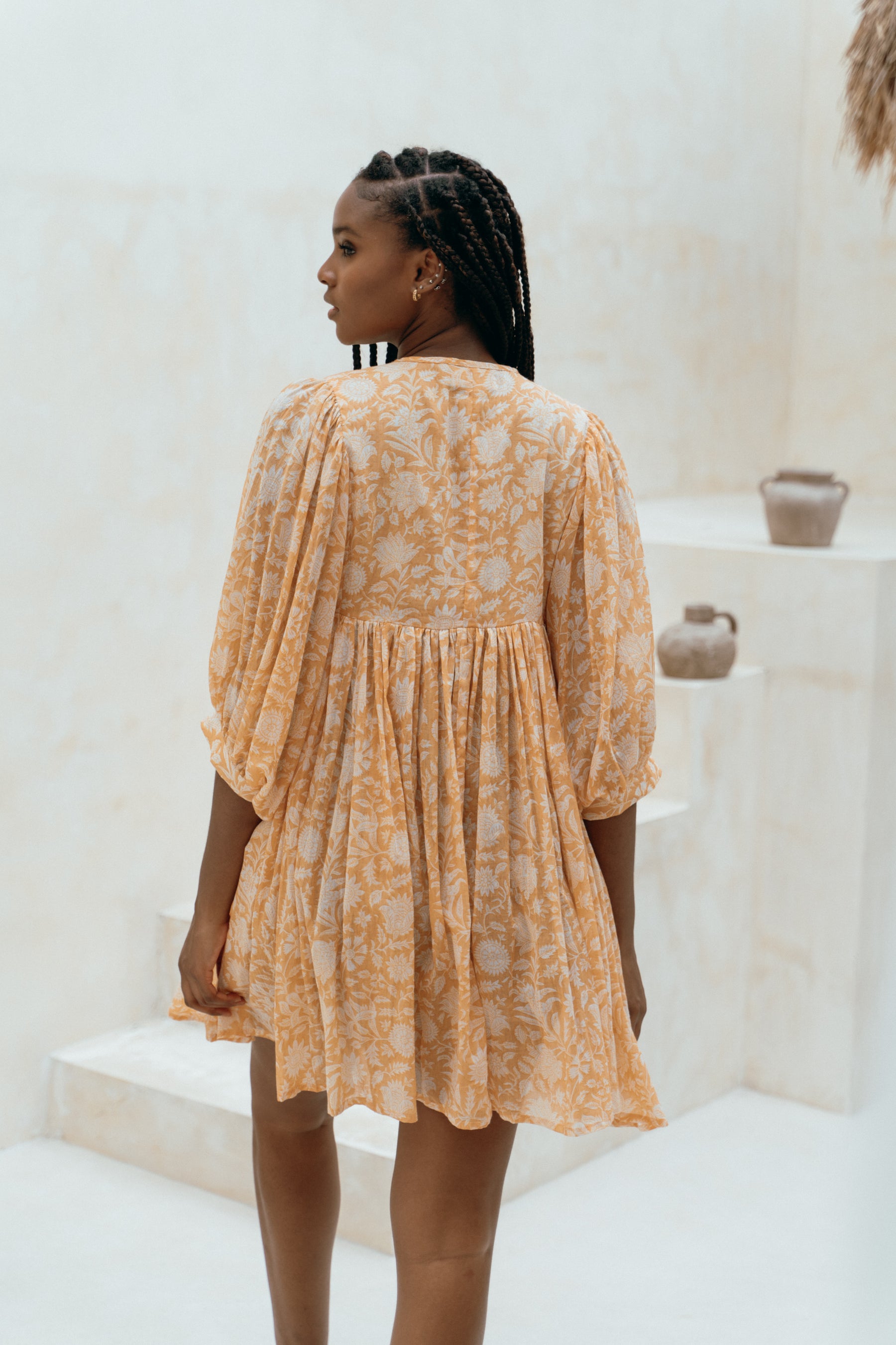 Kyra Mini Dress ~ Tangerine – Daughters of India